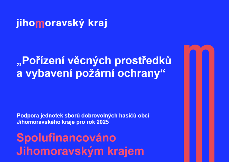 Tabulka publicity projektu Pořízení věcných prostředků pro JSDH z dotace JMK 2025