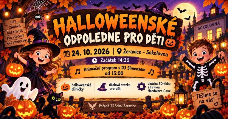 Plakát na&nbsp;Halloweenské odpoledne pro&nbsp;děti